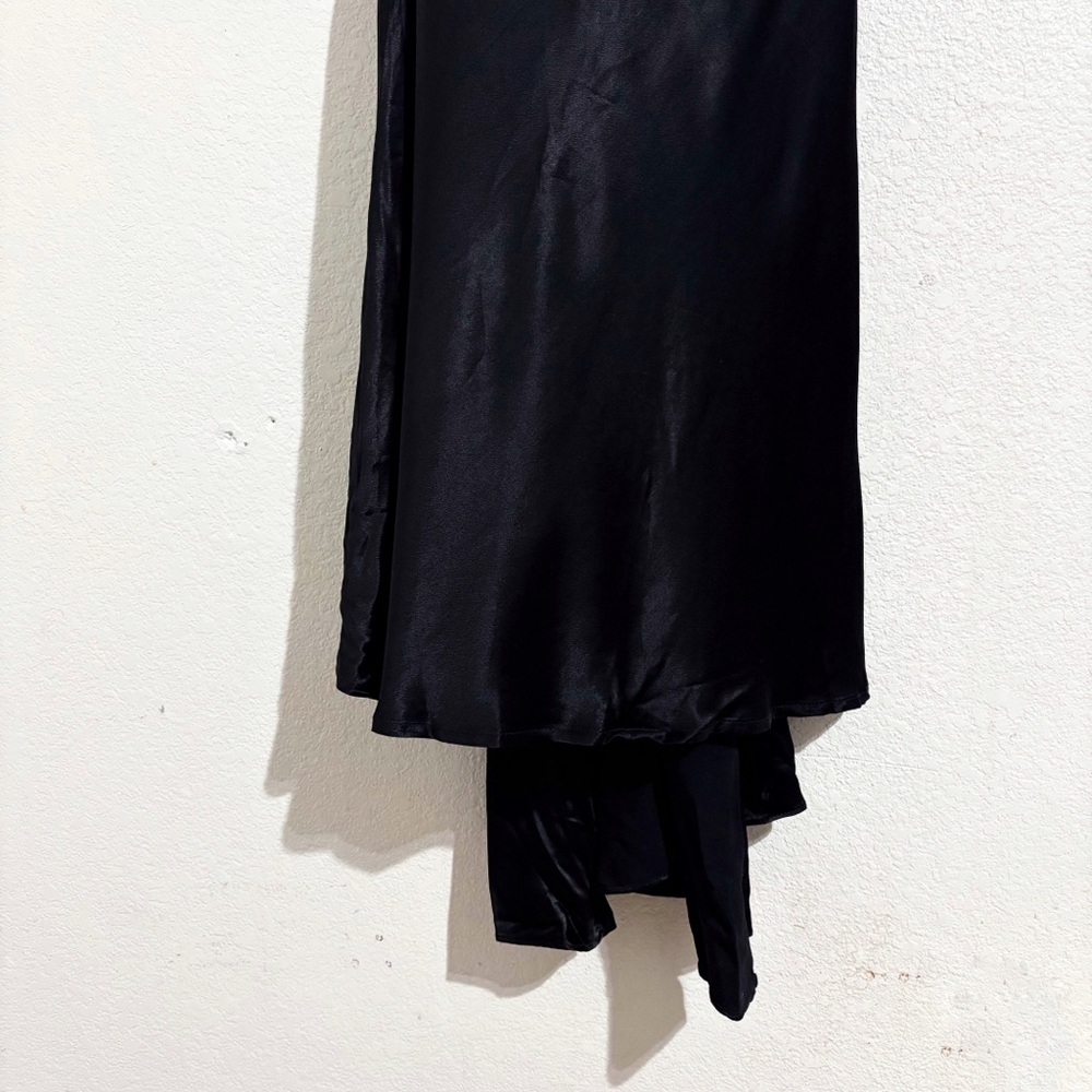 NWT Meshki Kailey Satin Low Back Maxi Dress Gown with Detachable Bow Train Black - Picture 6 of 10